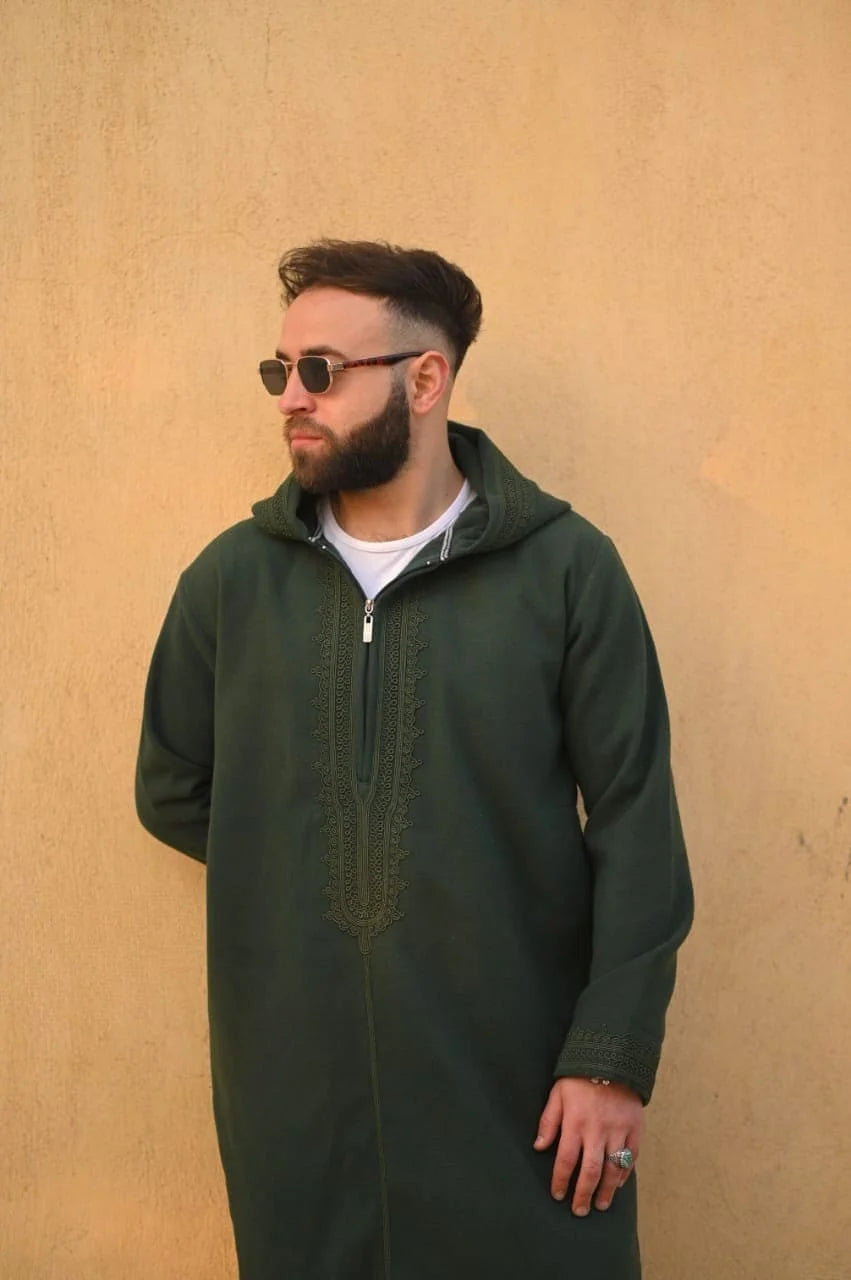 Premium Melton Moroccan Djellaba - Green / 52 - Apparel &amp;