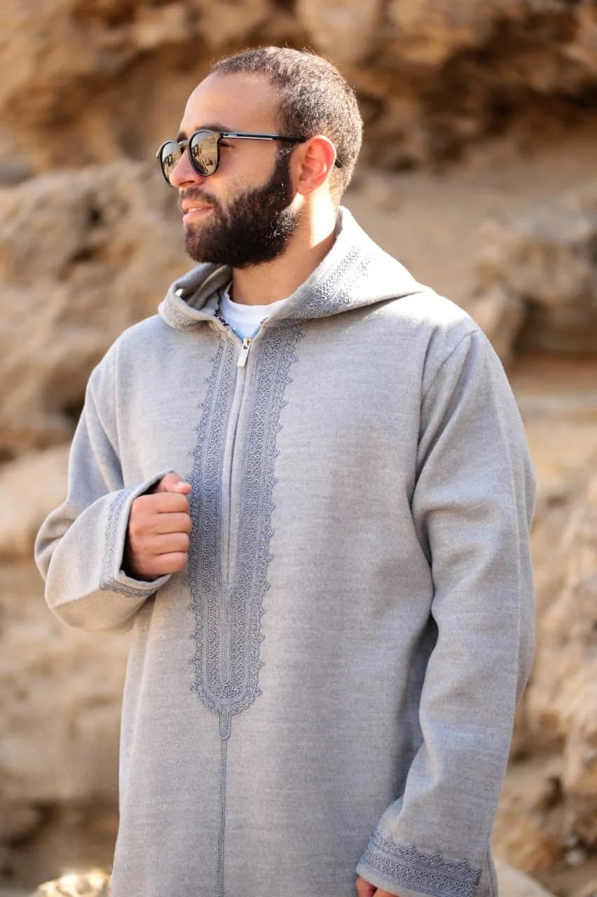 Premium Melton Moroccan Djellaba - Grey / 52 - Apparel &amp;