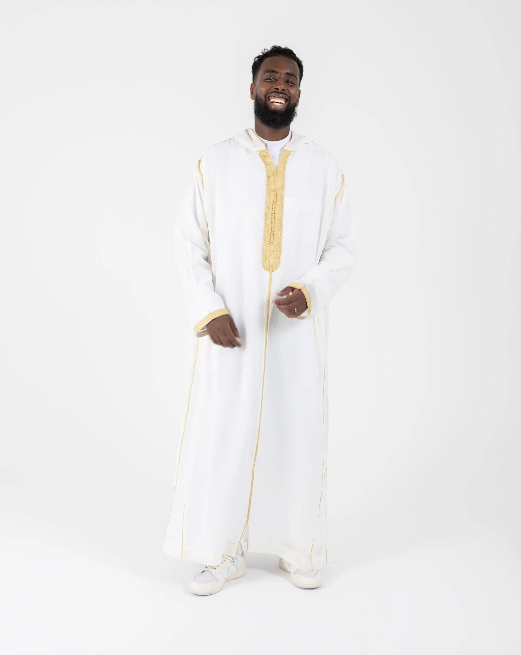 Sousdi Djellaba Over Piece - White and Gold / 52 (135cm)